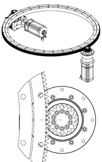  Custom designed high precision rotary systems, including gearbox, pinion and ri